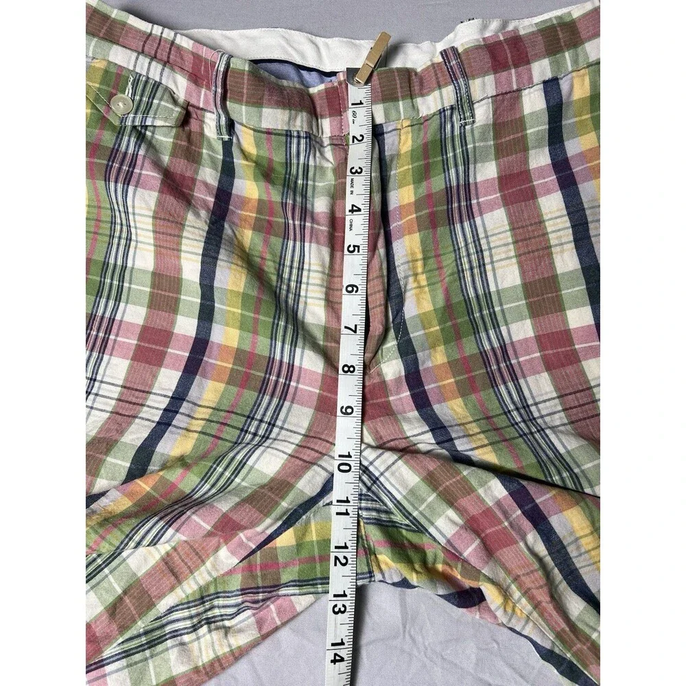 POLO RALPH LAUREN PROSPECT Mens Sz 35 Multicolor Plaid Cotton Flat Front Shorts